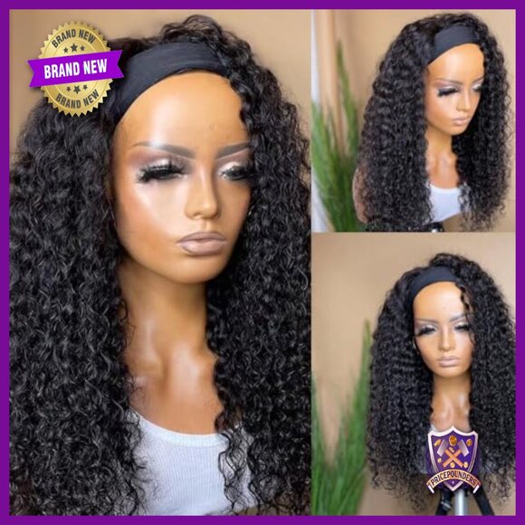 20 Inch Deep Wave Headband Wig Human Hair Glueless 180% Density